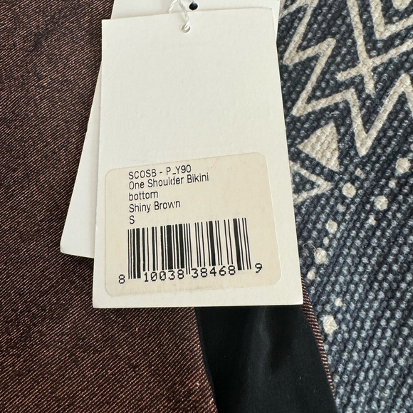 NWT SARA CRISTINA One Shoulder High Waisted Bikini - Metallic Shiny Brown XS/S - Picture 11 of 16